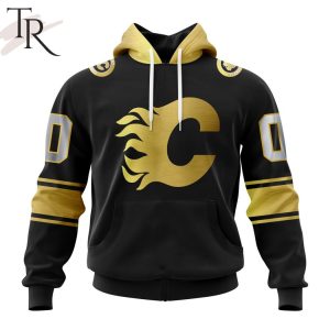 NHL Calgary Flames Special Black And Gold Design Hoodie