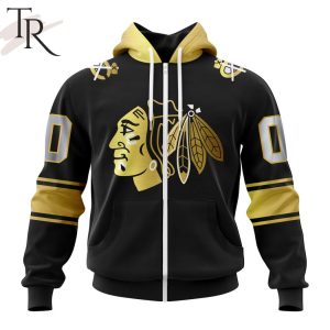 NHL Chicago Blackhawks Special Black And Gold Design Hoodie