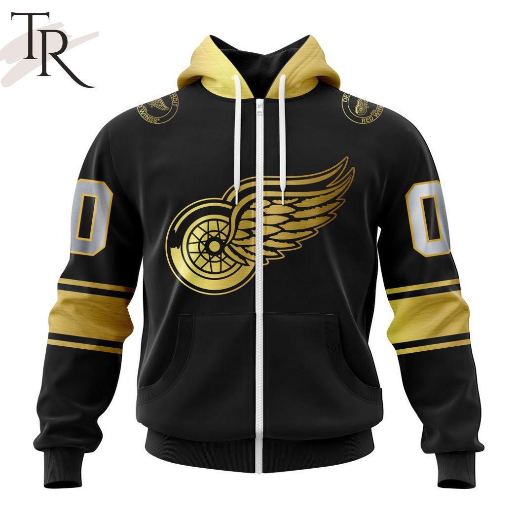 NHL Detroit Red Wings Special Black And Gold Design Hoodie
