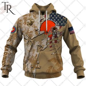 Personalized NFL Cleveland Browns Marine Corps Camo Hoodie