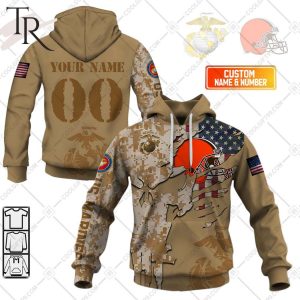 Personalized NFL Cleveland Browns Marine Corps Camo Hoodie