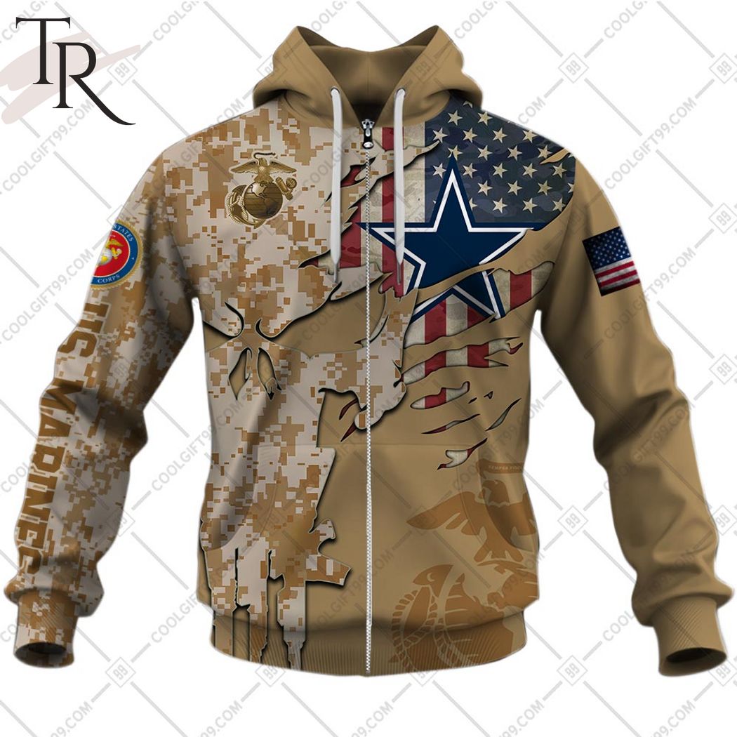 Personalized NFL Dallas Cowboys Marine Corps Camo Hoodie