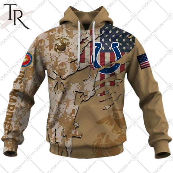 Personalized NFL Indianapolis Colts Marine Corps Camo Hoodie