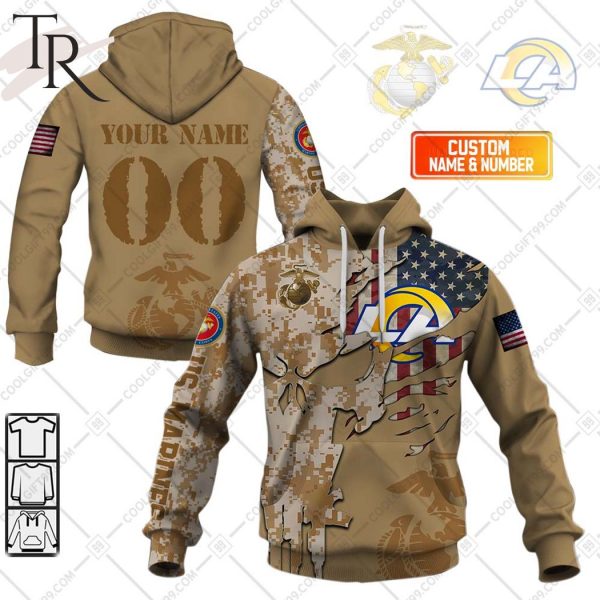 Personalized NFL Los Angeles Rams Marine Corps Camo Hoodie