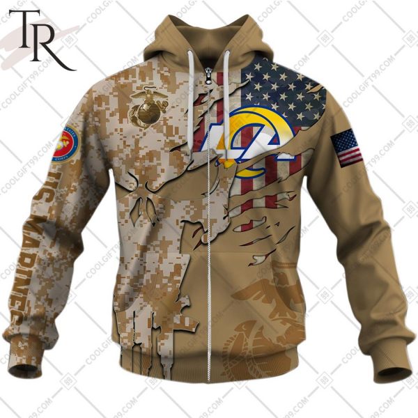 Personalized NFL Los Angeles Rams Marine Corps Camo Hoodie