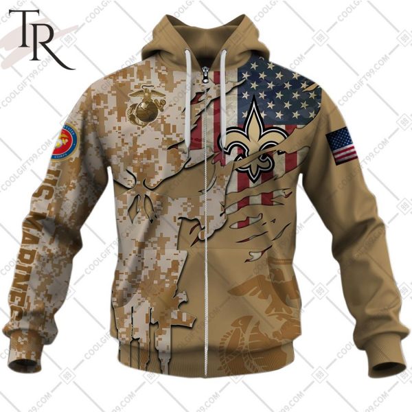 Personalized NFL New Orleans Saints Marine Corps Camo Hoodie
