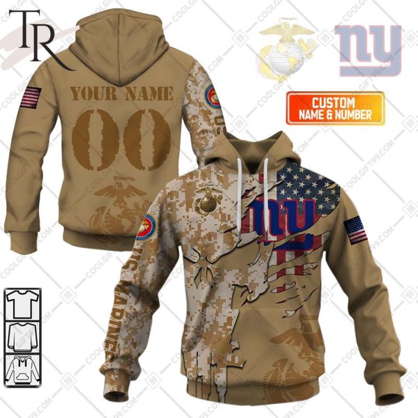 Personalized NFL New York Giants Marine Corps Camo Hoodie
