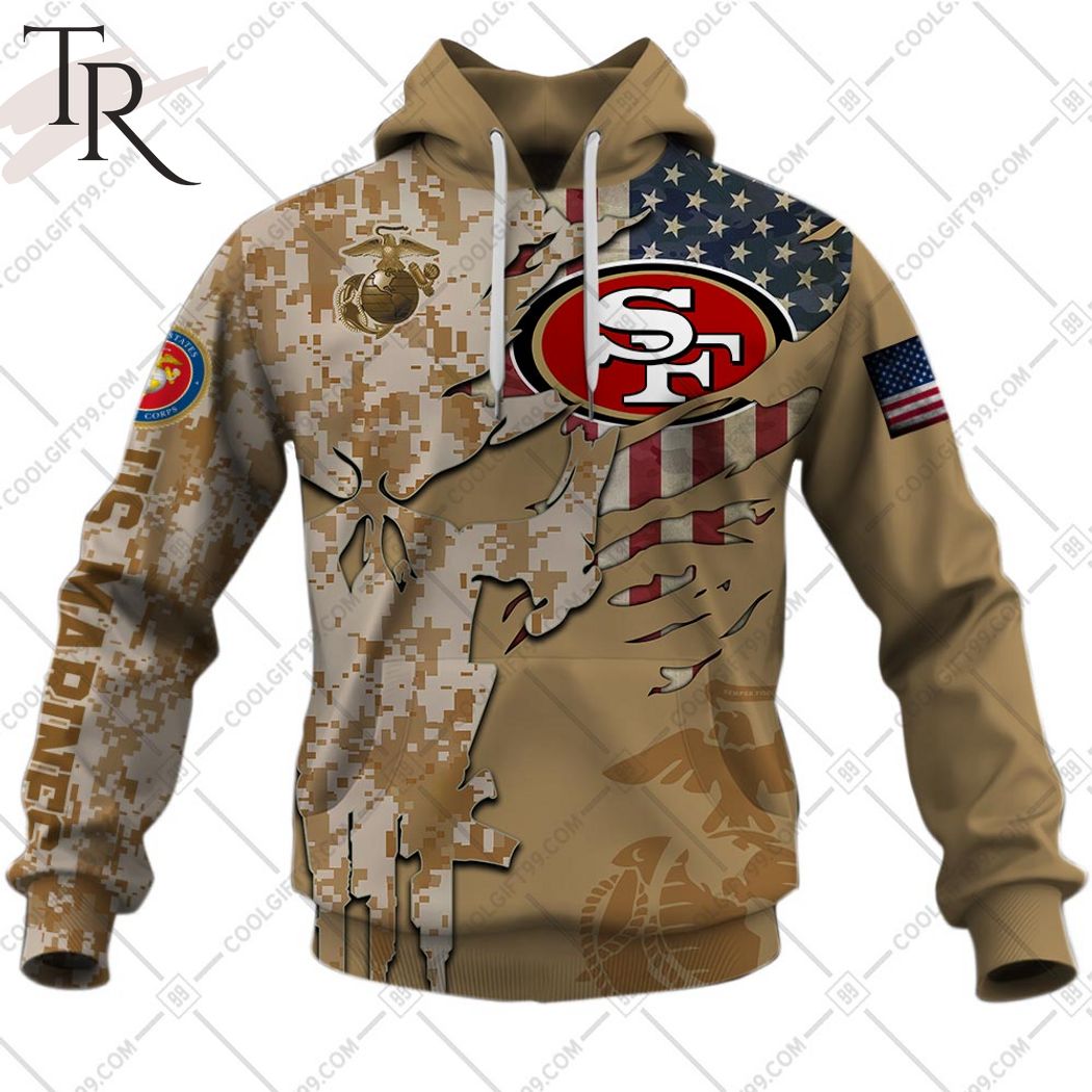Personalized NFL San Francisco 49ers Marine Corps Camo Hoodie