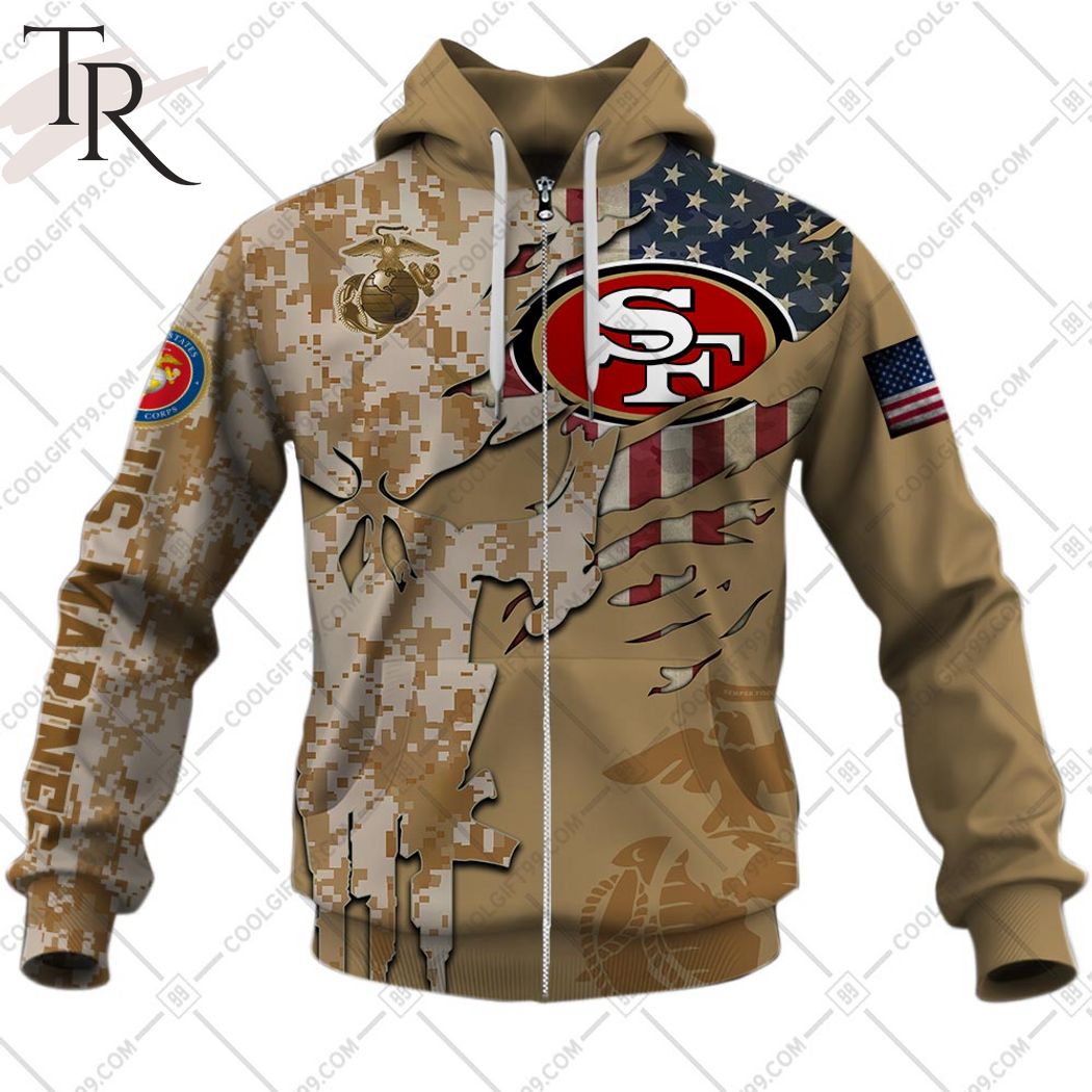 Personalized NFL San Francisco 49ers Marine Corps Camo Hoodie