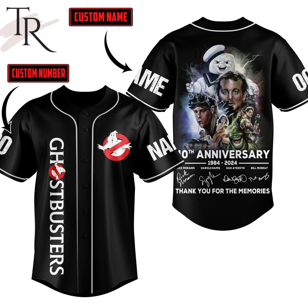 Ghostbusters 40th Anniversary 1984 - 2024 Thank You For The Memories Custom Baseball Jersey