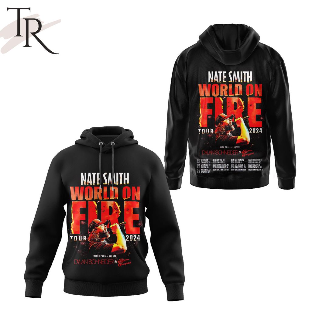 Nate Smith World On Fire Tour 2024 Dylan Schneider & Aidan Canfield 3D Unisex Hoodie