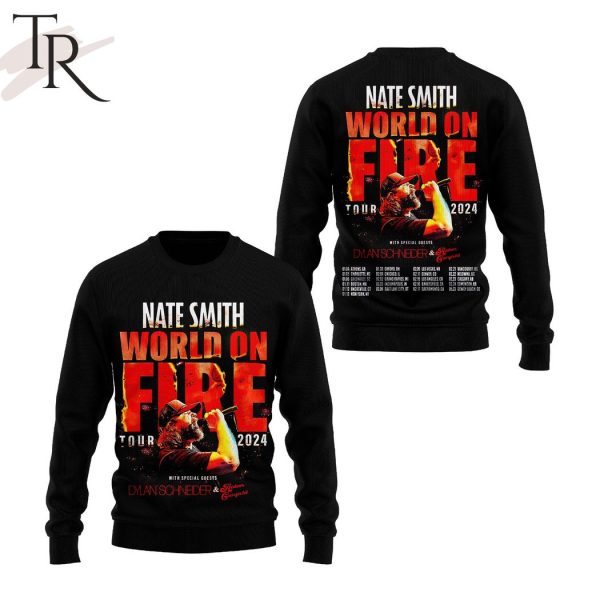 Nate Smith World On Fire Tour 2024 Dylan Schneider & Aidan Canfield 3D Unisex Hoodie