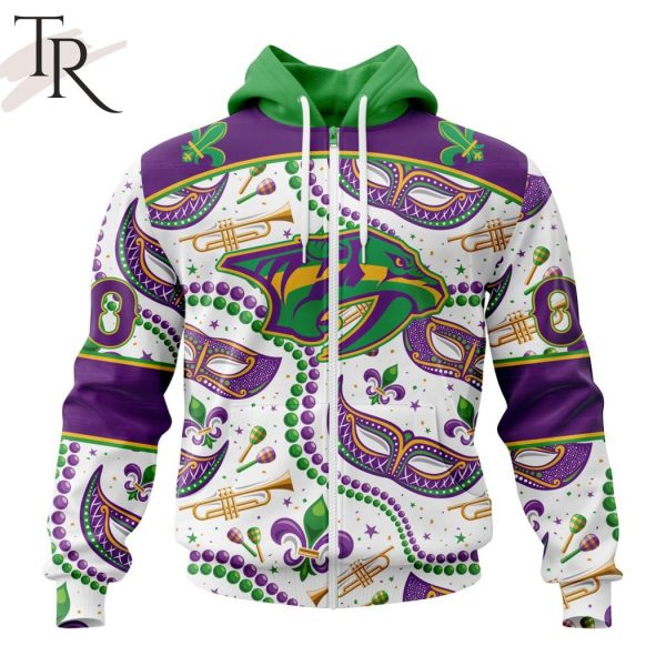 NHL Nashville Predators Special Mardi Gras Design Hoodie