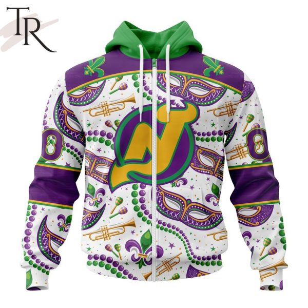 NHL New Jersey Devils Special Mardi Gras Design Hoodie