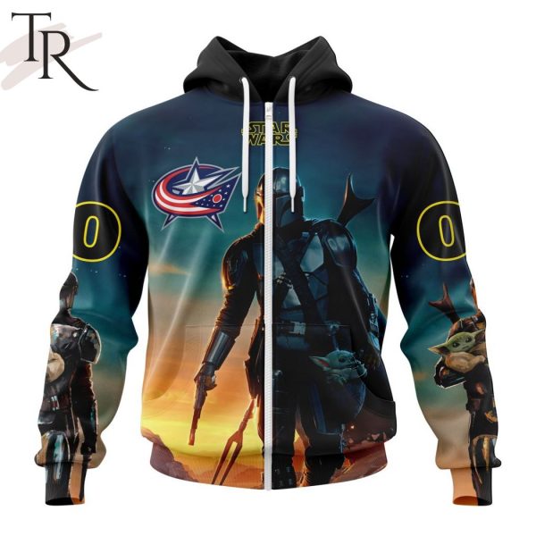 NHL Columbus Blue Jackets Special Star Wars The Mandalorian Design Hoodie