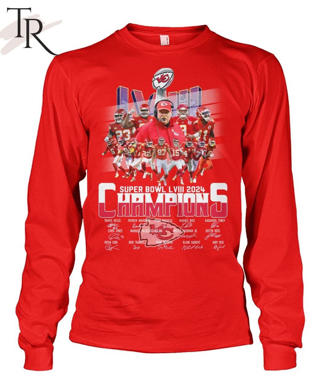 Kansas City Chiefs Super Bowl LVIII 2024 Champions Signatures T-Shirt