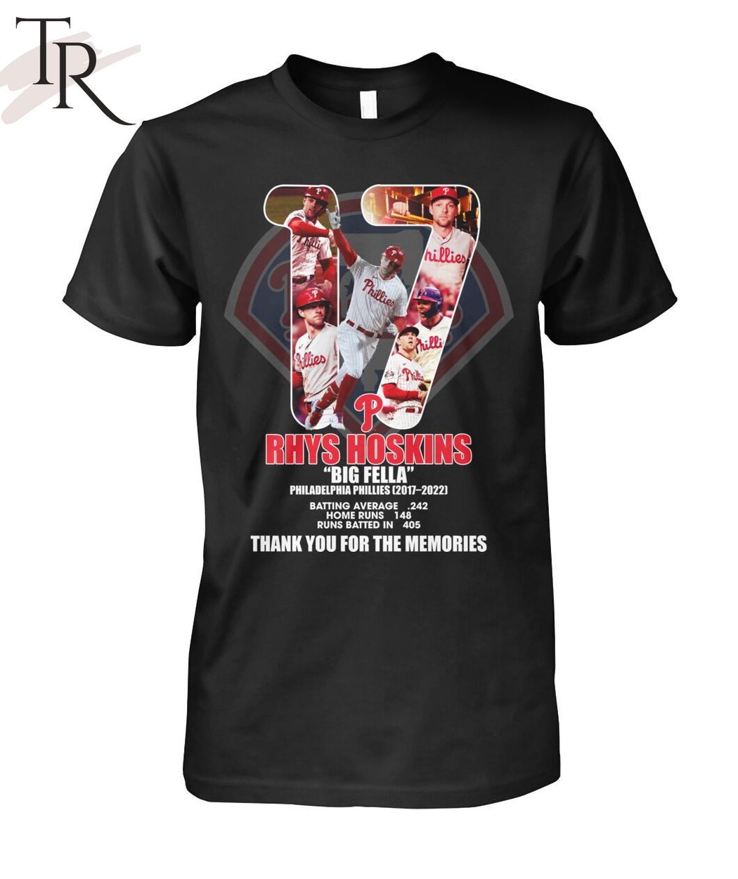 Rhys Hoskins Big Fella Philadelphia Phillies 2017 - 2022 Thank You For The Memories T-Shirt