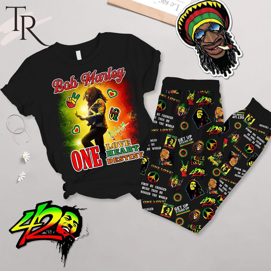 Bob Marley One Love Heart Destiny Pajamas Set