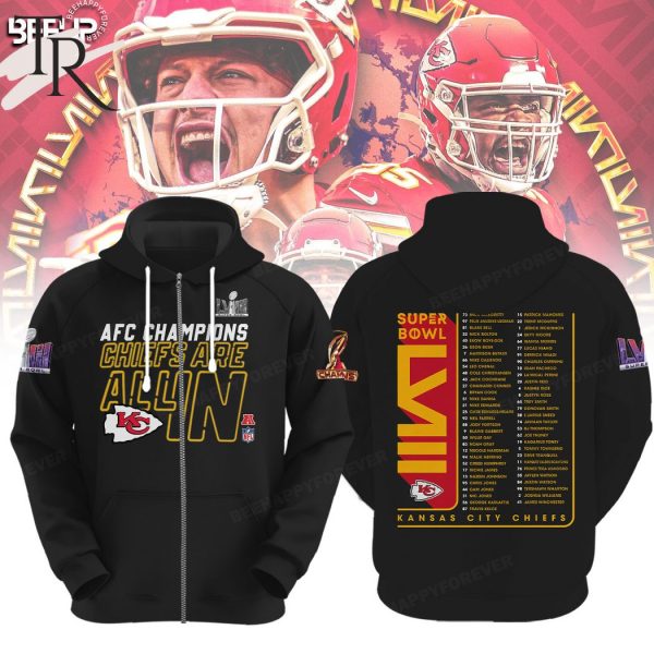 AFC Champions Kansas City Chiefs Are All In Super Bowl LVIII Hoodie – Black