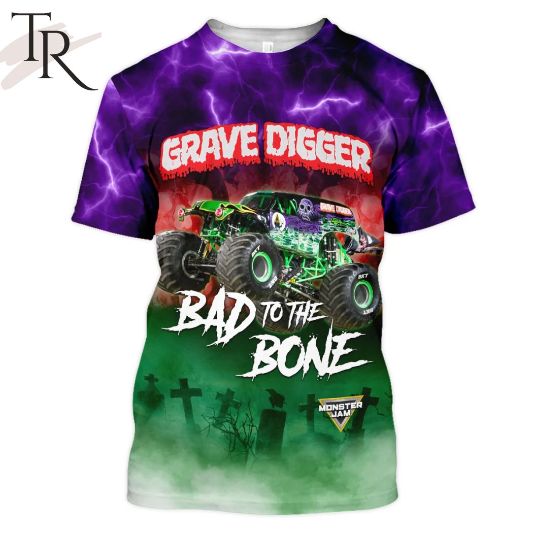 Grave Digger Monster Jam Truck Bad To The Bone Hoodie