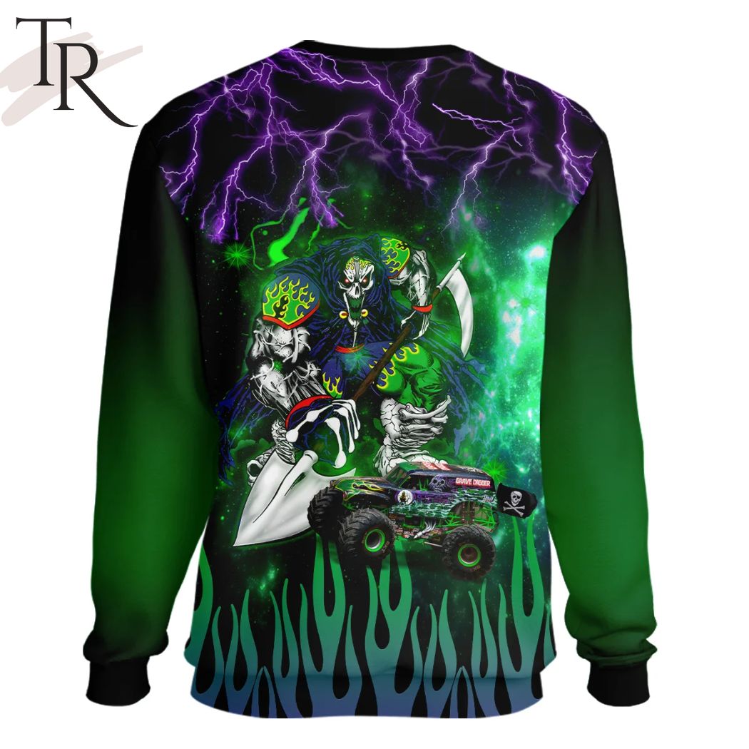 Monster Jam Truck Grave Digger Green Abstract Hoodie