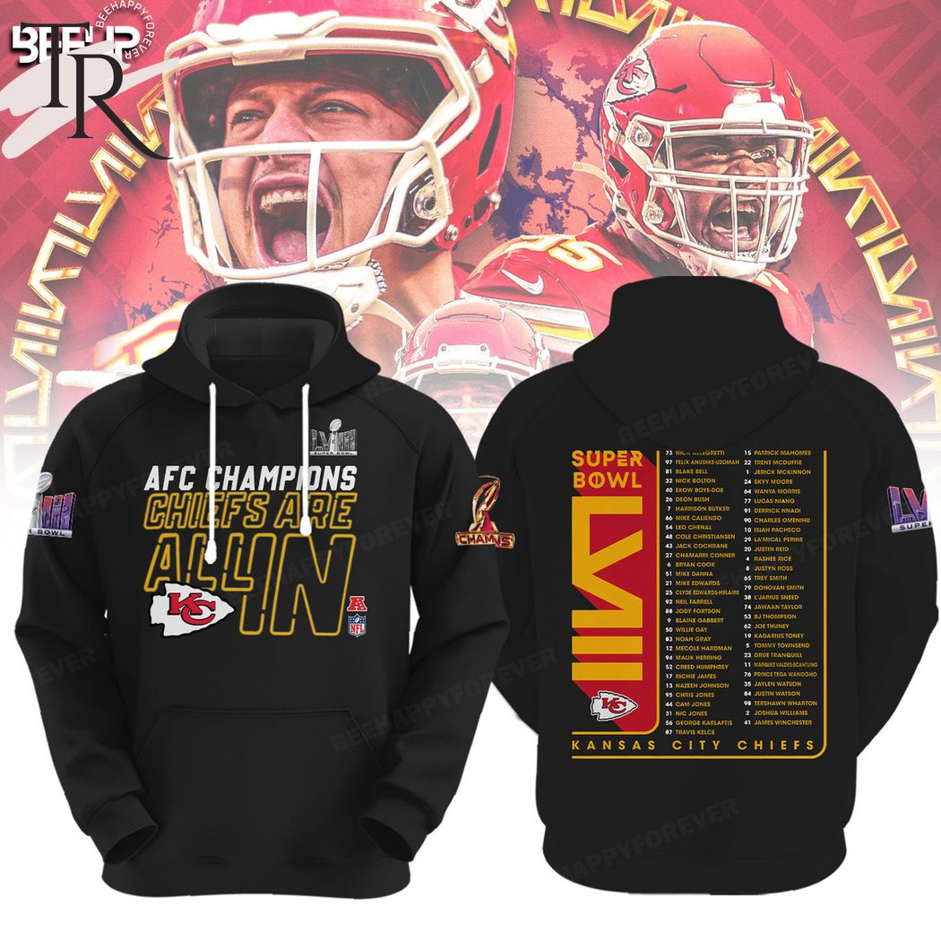 AFC Champions Chiefs Are All In Super Bowl LVIII Black Hoodie, Longpants