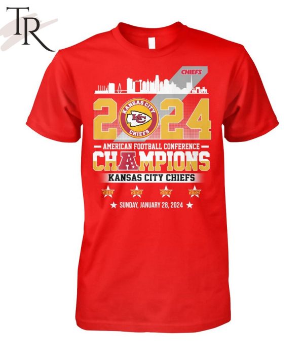 2024 American Football Conference Champions Kansas City Chiefs Sunday, January 28, 2024 T-Shirt