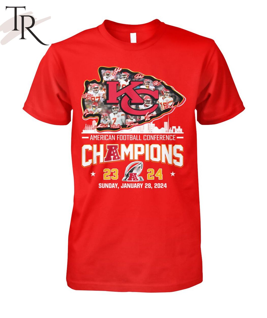 Kansas City Chiefs American Football Conference Champions 23 24 Sunday, January 28, 2024 T-Shirt
