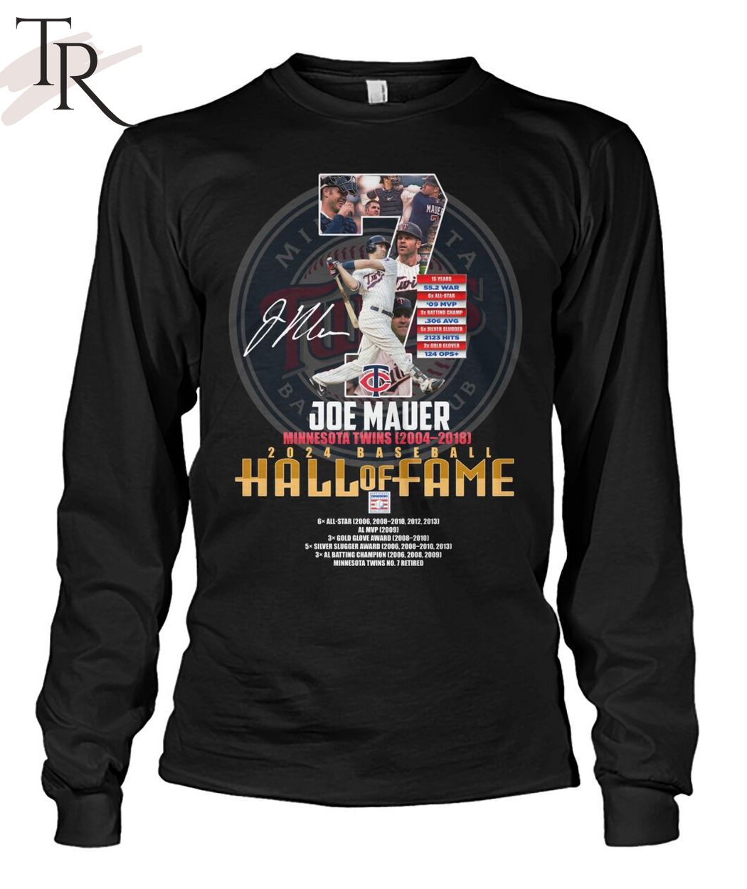Joe Mauer Minnesota Twins 2004 - 2018 2024 Baseball Hall Of Fame T-Shirt
