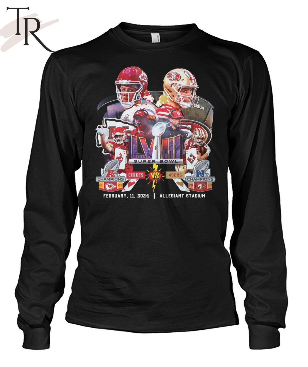 Super Bowl LVIII Kansas City Chiefs Vs San Francisco 49ers February 11, 2024 Allegiant Stadium T-Shirt