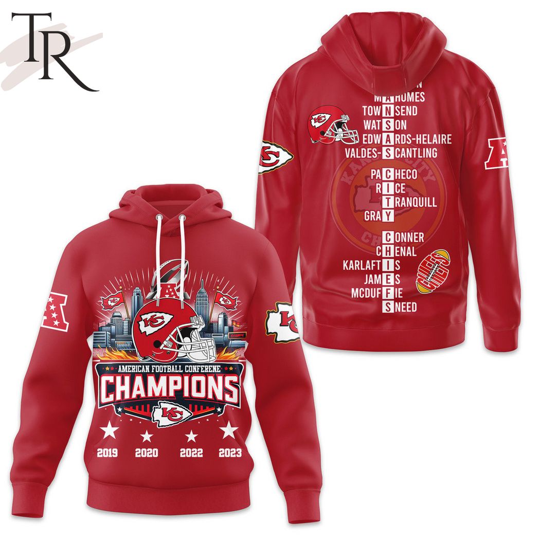 AFC Champions Kansas City Chiefs 4 Times Hoodie - Red