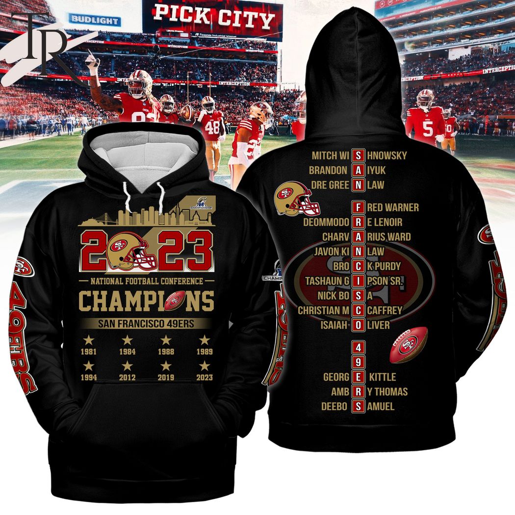 NFC Champions San Francisco 49ers 8 Times Hoodie - Black