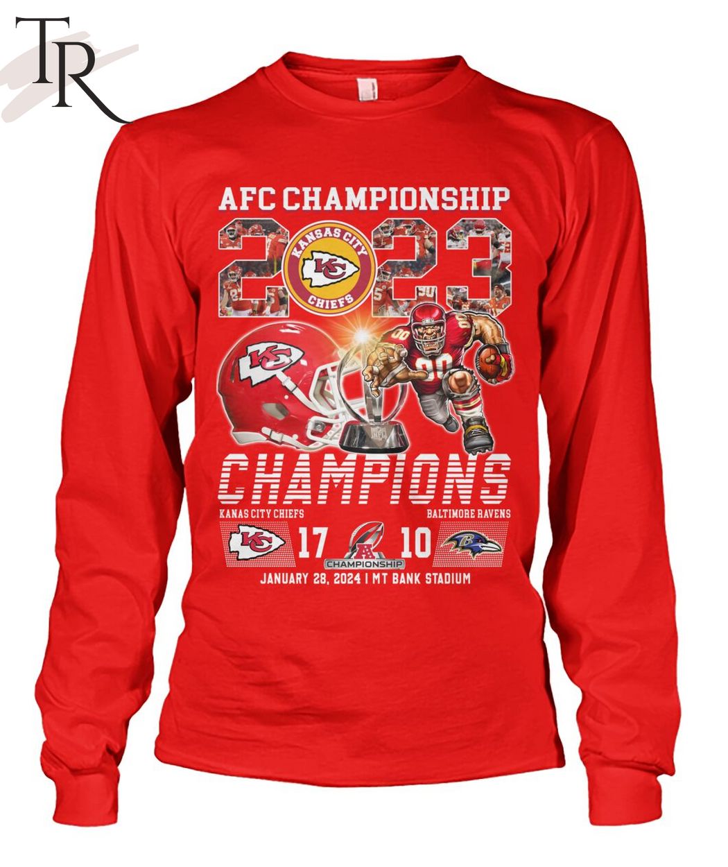 AFC Championship 2023 Kansas City Chiefs 17 - 10 Baltimore Ravens January 28, 2024 MT Bank Stadium T-Shirt