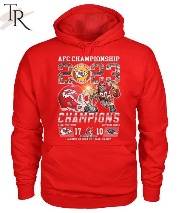 AFC Championship 2023 Kansas City Chiefs 17 – 10 Baltimore Ravens January 28, 2024 MT Bank Stadium T-Shirt