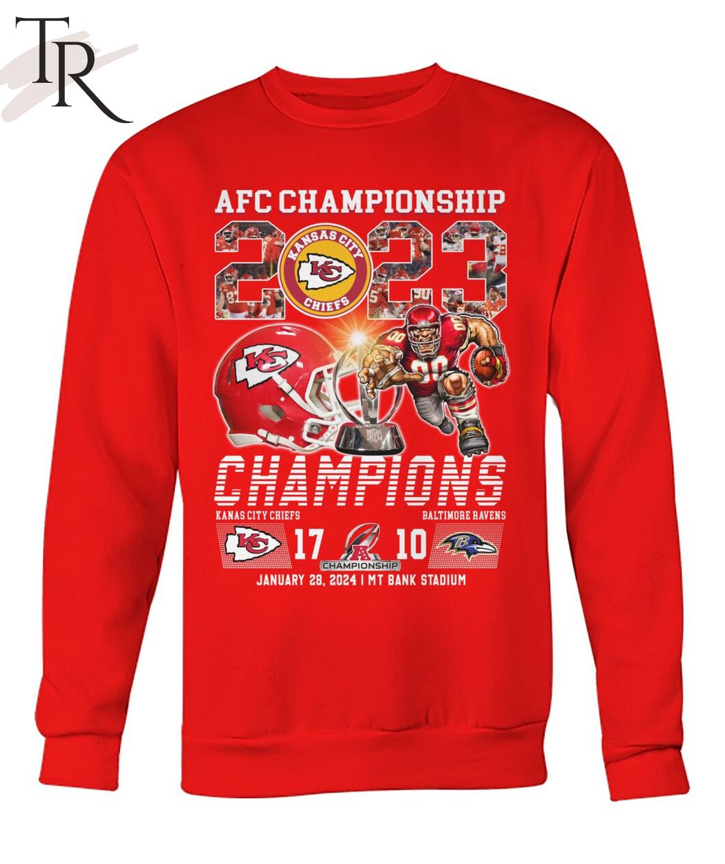AFC Championship 2023 Kansas City Chiefs 17 - 10 Baltimore Ravens January 28, 2024 MT Bank Stadium T-Shirt