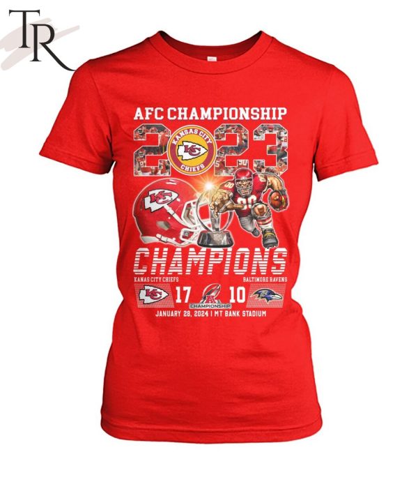 AFC Championship 2023 Kansas City Chiefs 17 – 10 Baltimore Ravens January 28, 2024 MT Bank Stadium T-Shirt