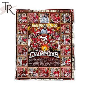 49ers 2024 Champions Signatures Fleece Blanket
