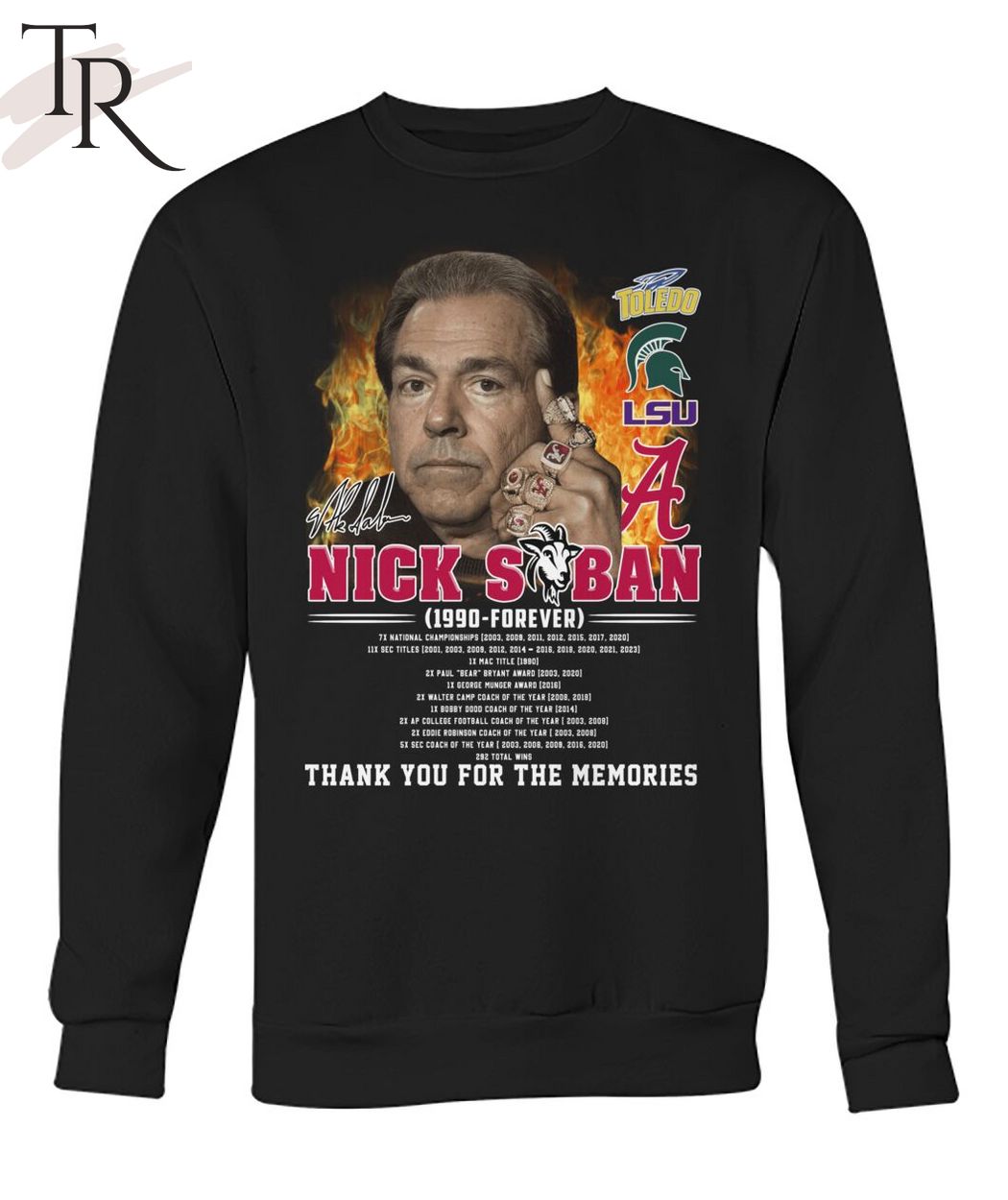 Nick Saban 1990 - Forever Thank You For The Memories T-Shirt