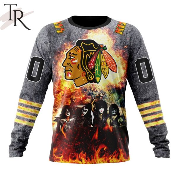NHL Chicago Blackhawks Special Mix KISS Band Design Hoodie