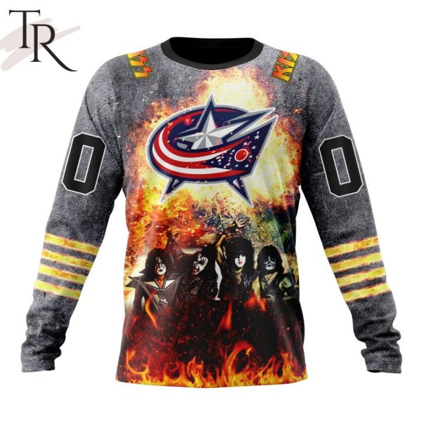 NHL Columbus Blue Jackets Special Mix KISS Band Design Hoodie