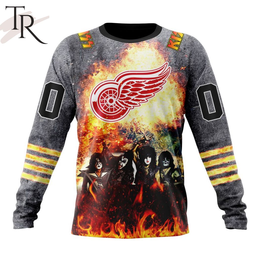 NHL Detroit Red Wings Special Mix KISS Band Design Hoodie