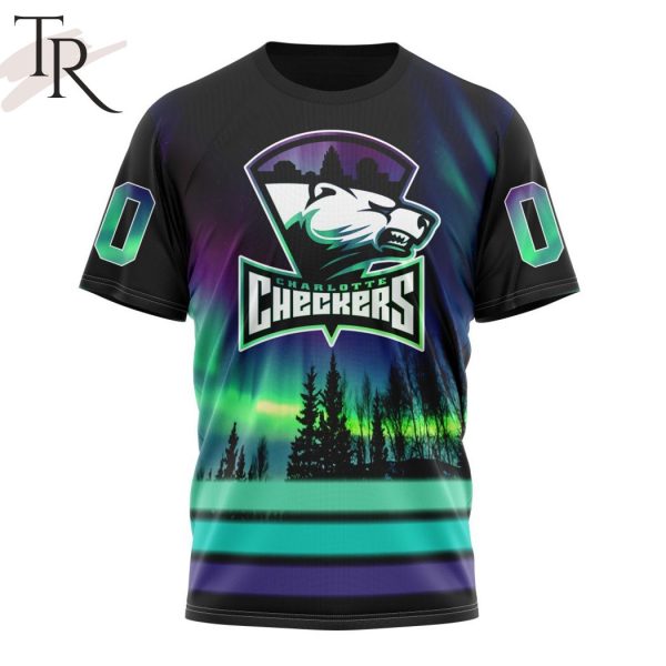 AHL Charlotte Checkers Special Design With Northern Lights Hoodie