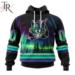 AHL Chicago Wolves Special Design With Northern Lights Hoodie
