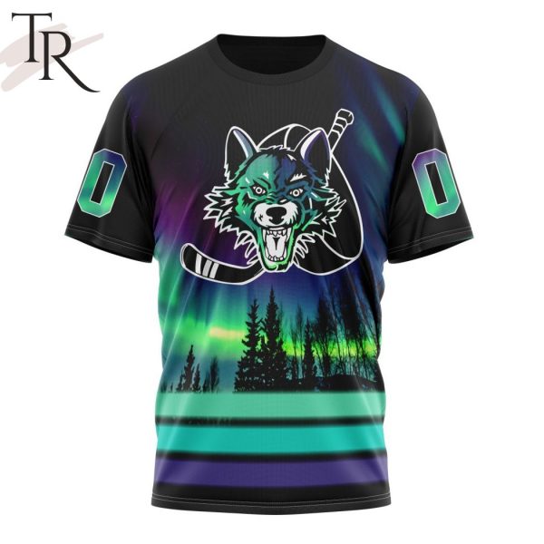 AHL Chicago Wolves Special Design With Northern Lights Hoodie
