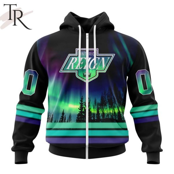 AHL Ontario Reign Special Design With Northern Lights Hoodie