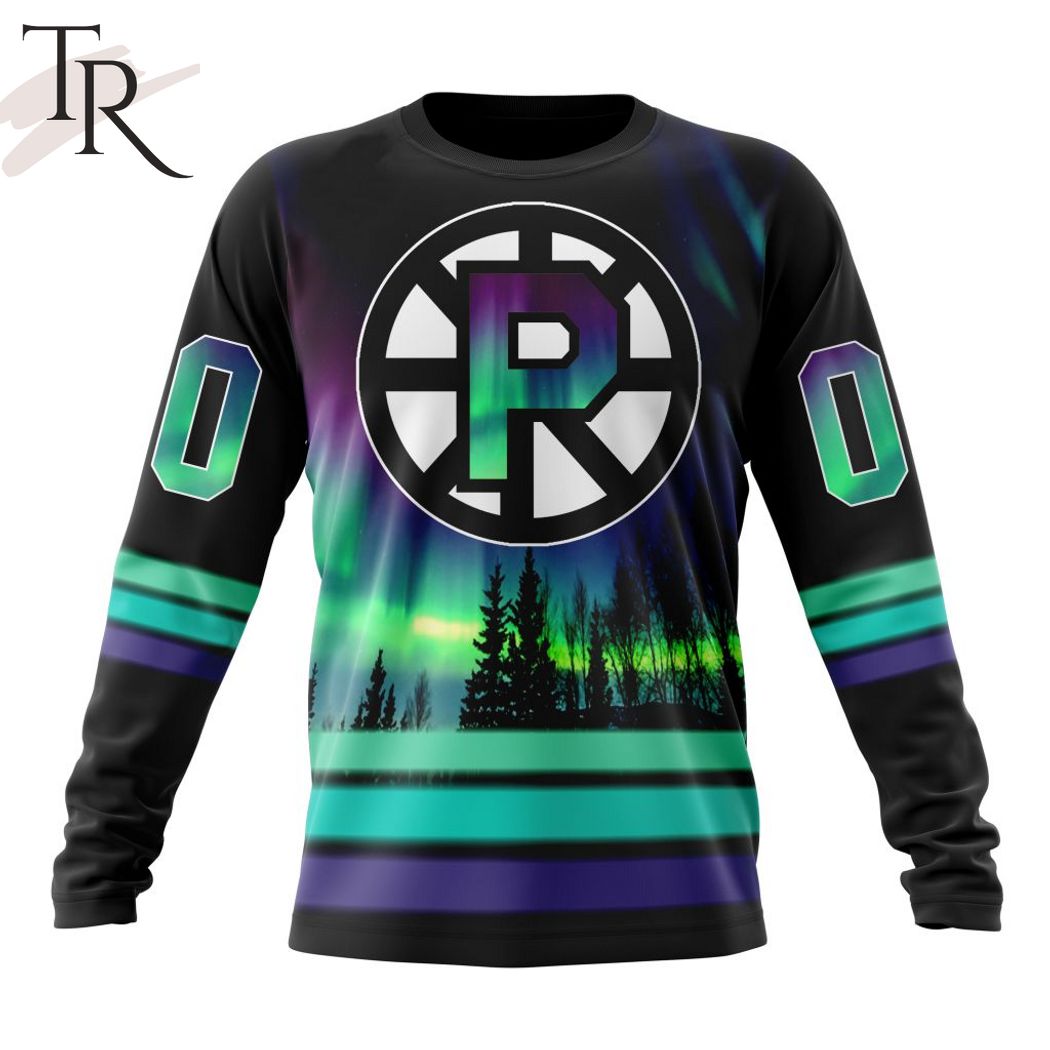 AHL Providence Bruins Special Design With Northern Lights Hoodie