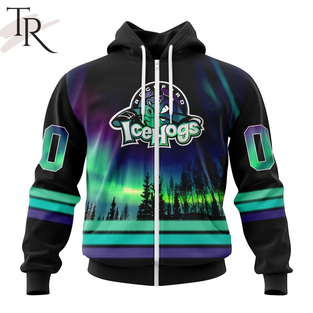 AHL Rockford IceHogs Special Design With Northern Lights Hoodie