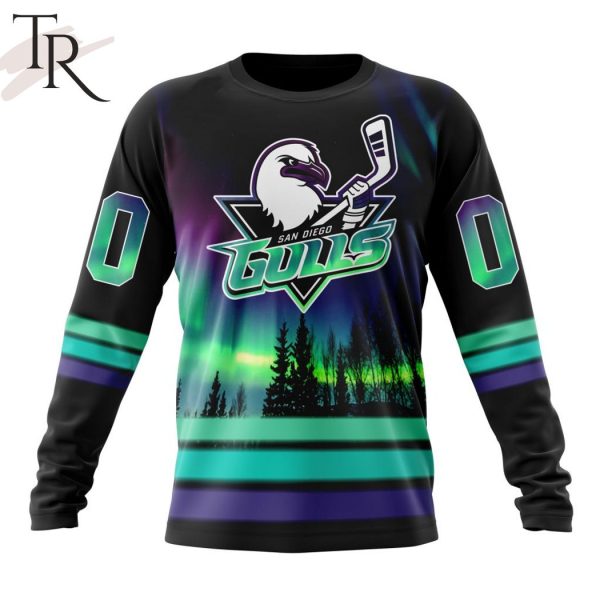 AHL San Diego Gulls Special Design With Northern Lights Hoodie