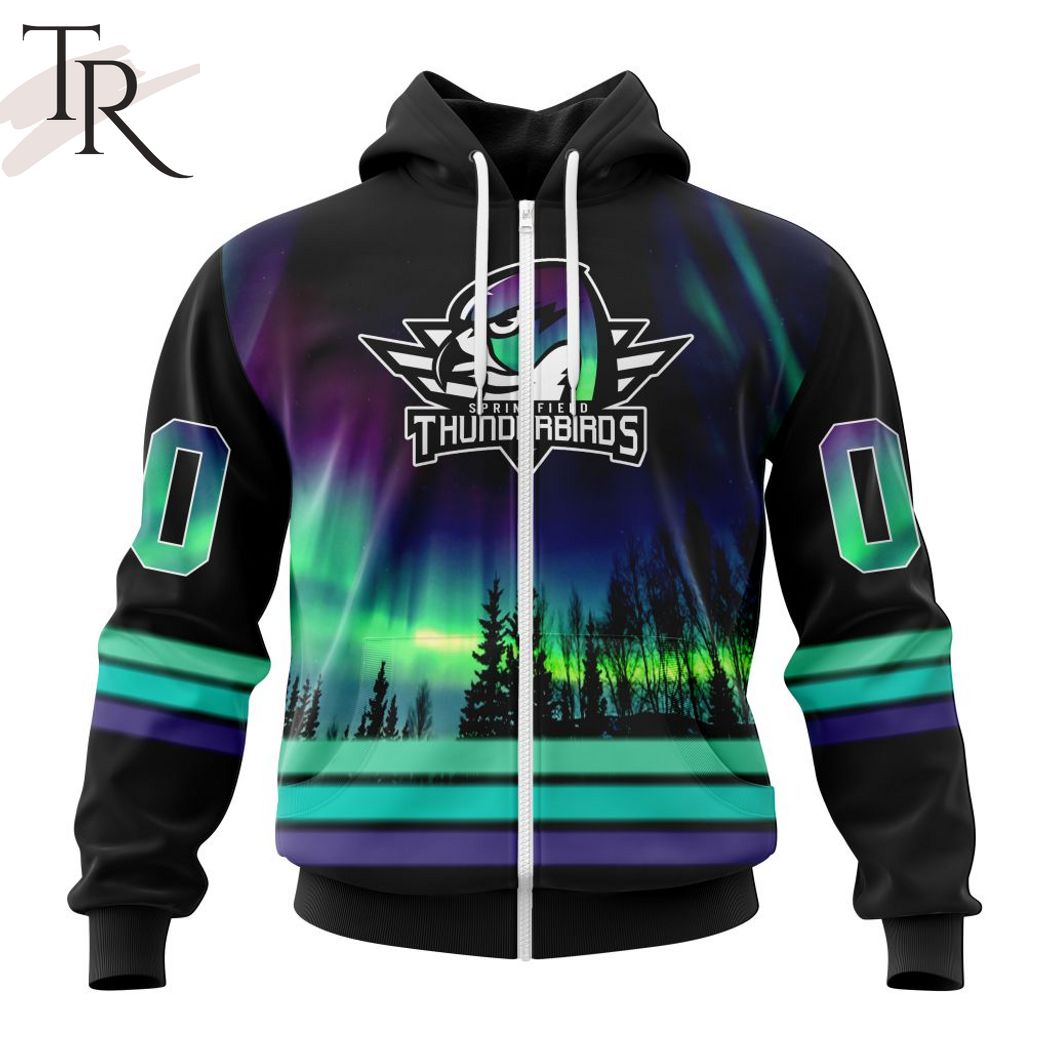 AHL Springfield Thunderbirds Special Design With Northern Lights Hoodie