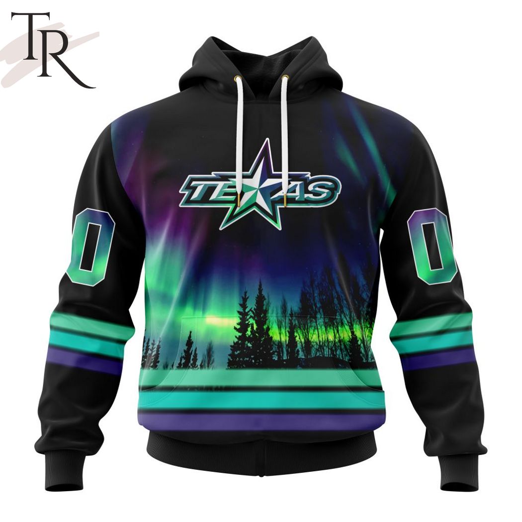 AHL Texas Stars Special Design With Northern Lights Hoodie